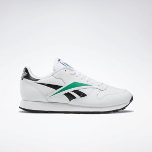 Adidasy Męskie Reebok Classic Leather Vector Białe/Czarne/Turkusowe PL 62KBFGO